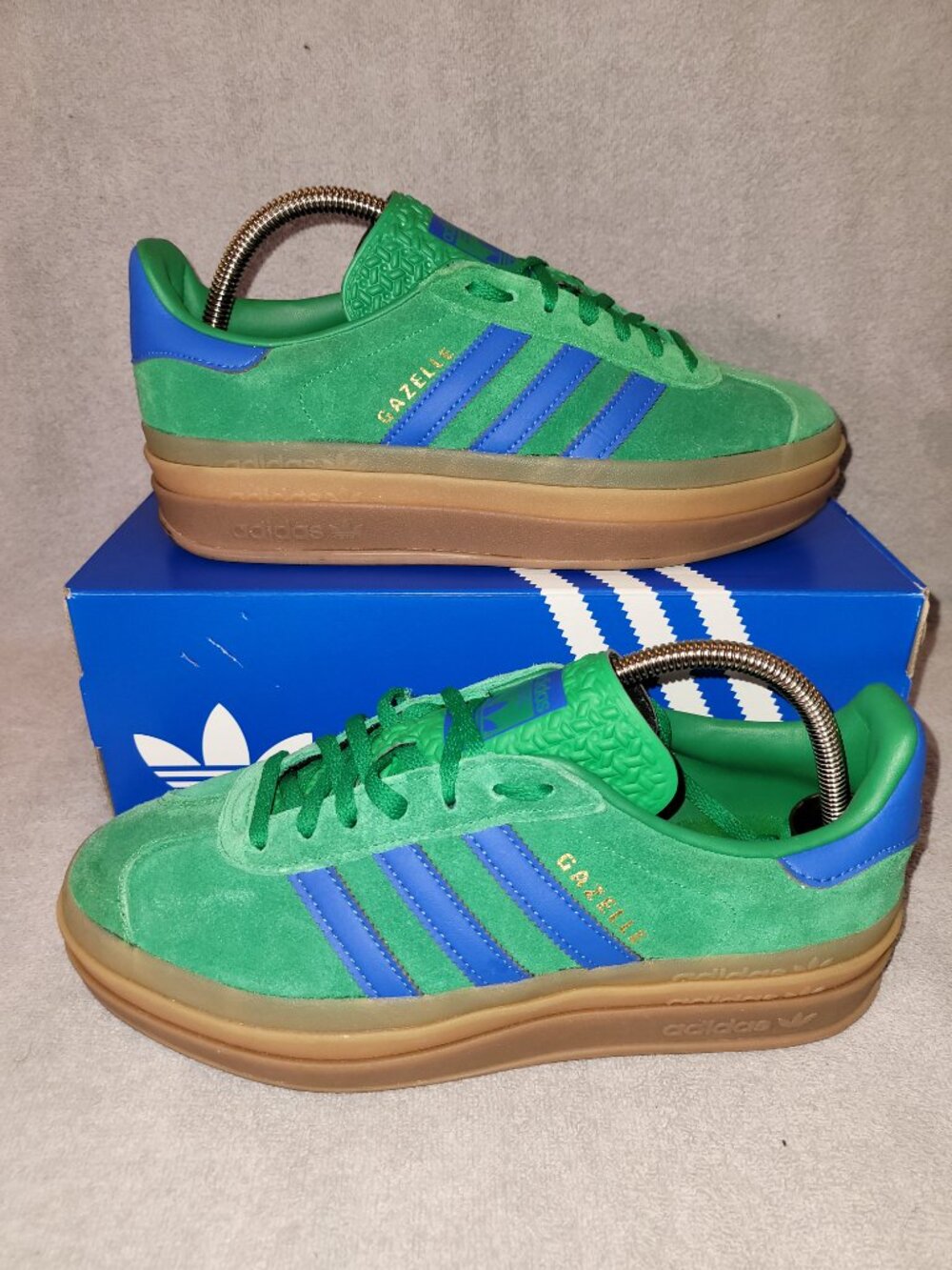 Adidas Gazelle Bold Women's Size 9 Green Blue Tan Gum Sneakers IE1370 (#2282)